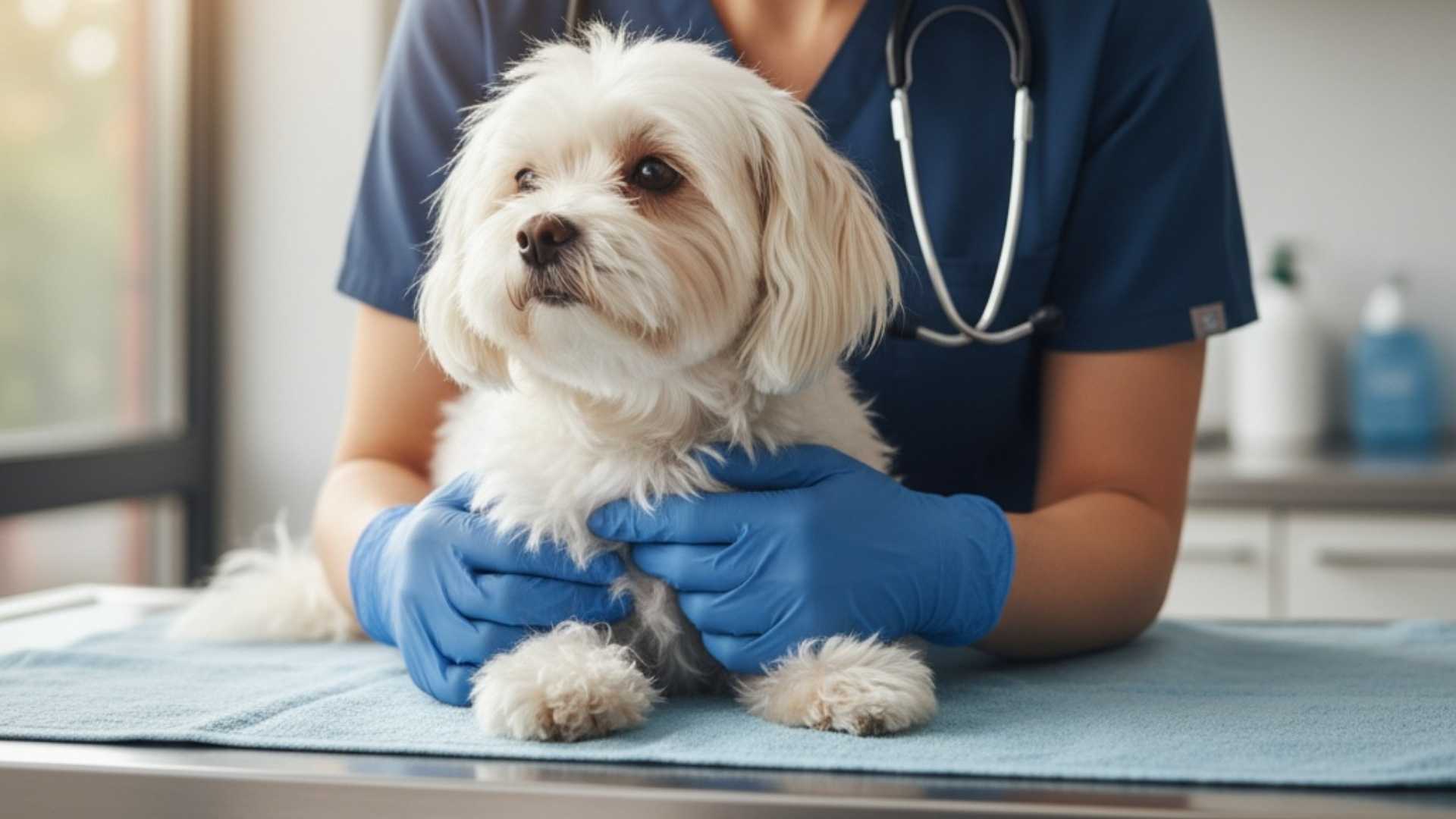 perrito pequeño en clínica veterinaria